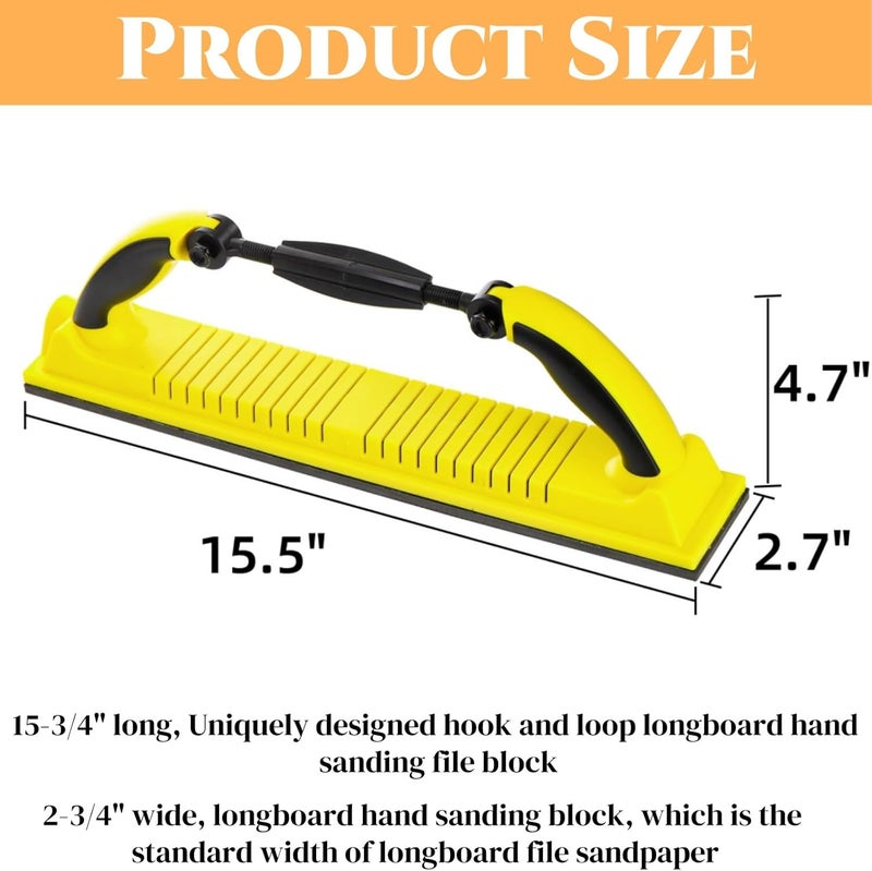 Acshio Hand Sanding File Block, Adjustable Radius Flex Longboard Sanding Block with Hook & Loop Backing, Use Continuous Rolls Sandpaper Sheets for Automotive, Woodworking - Image 2